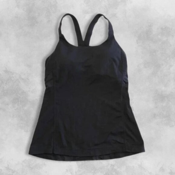 Lululemon Studio One Racerback Tank Top Breathable Thick Strap Stretch Black W 4 - Picture 1 of 6